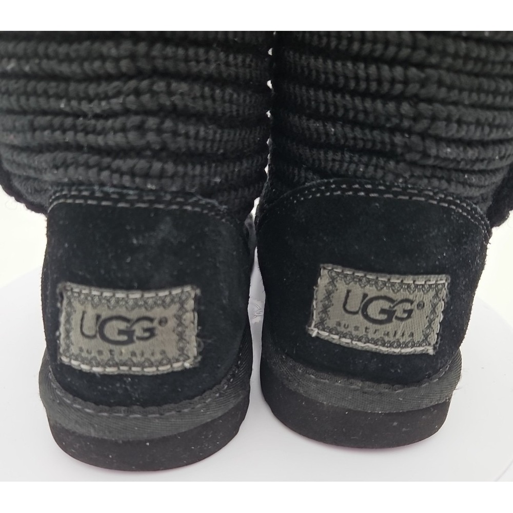 UGG Cardy #5819 Black Classic Tall Chunky Knit Sweater Slouchy Boots US/6 EU/37 - Picture 12 of 16